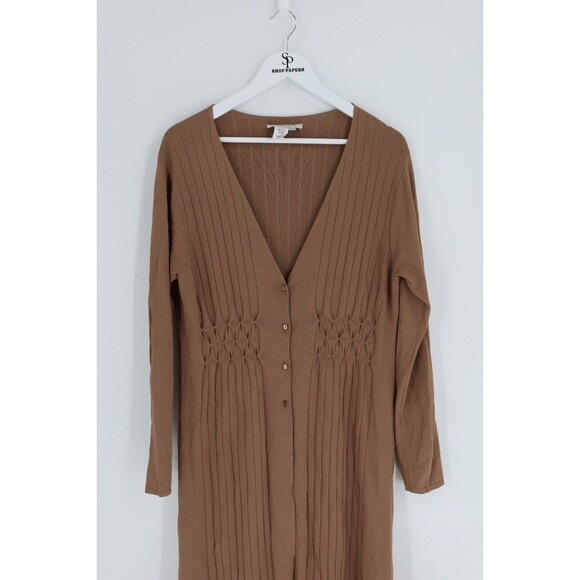 Coldwater Creek Women Size Medium Brown Knit Button Sweater Dress - Picture 2 of 9